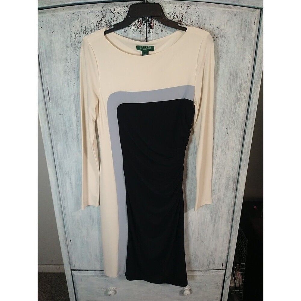 Lauren Ralph Lauren Long Sleeve Dress Size 8 Midi Classic Cozy